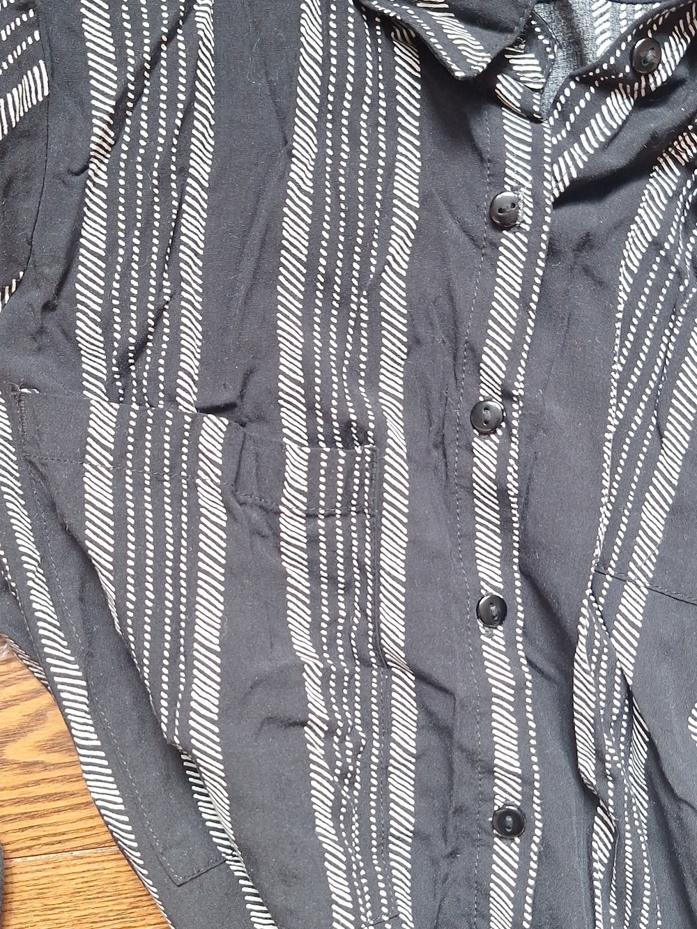Reitmans Black and White Vertical-Stripe Midi Shirt Dress - Picture 3 of 8